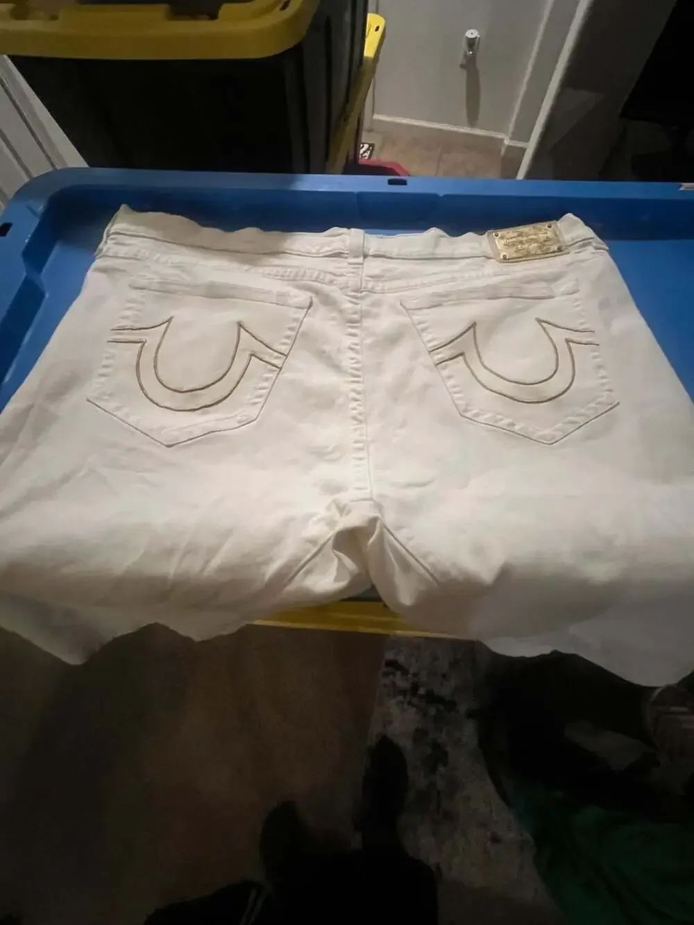 🔥True Religion x Manchester United Limited Edition White Denim Jeans collab siz